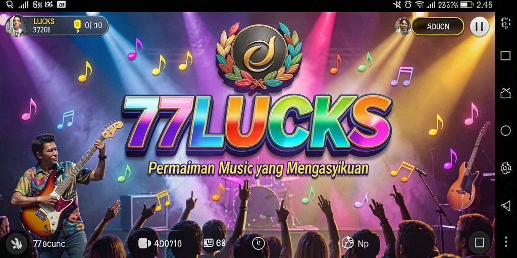 Gameplay <strong>77LUCKS</strong> dengan ritme dan musik yang menari.