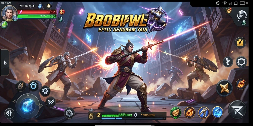 Screenshot gameplay 888FW menampilkan pertarungan intens dengan efek visual yang spektakuler.