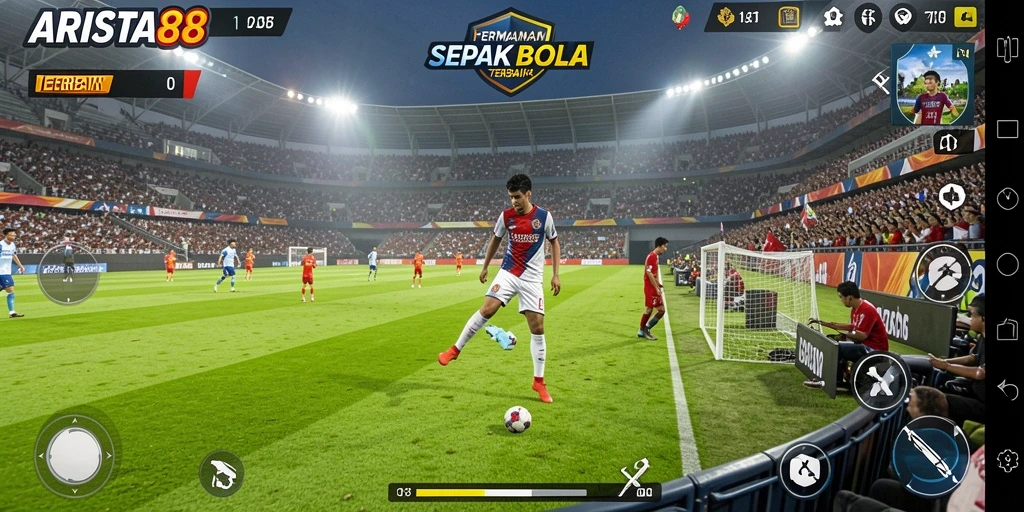 Screenshot utama game ARISTA88 dengan gameplay sepak bola yang seru.