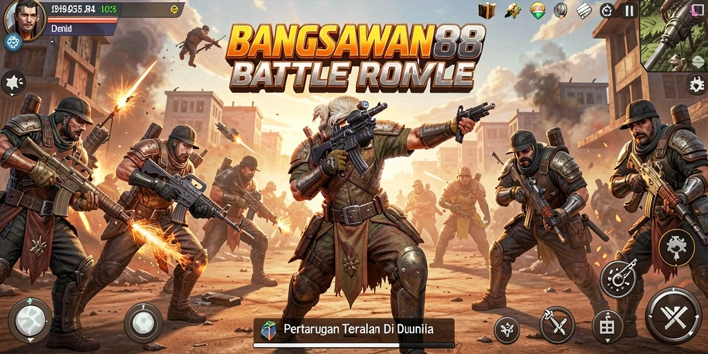 Tangkapan layar BANGSAWAN88 menampilkan aksi Battle Royale yang mendebarkan.