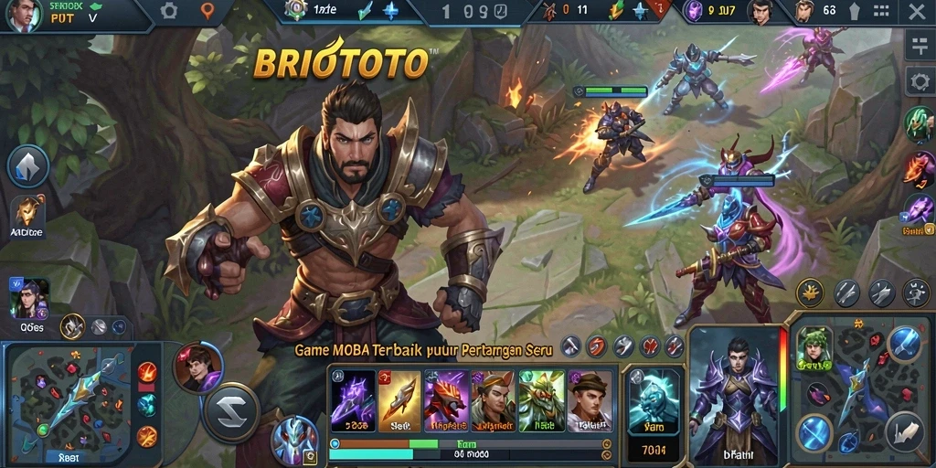 Screenshot gameplay seru BRIOTOTO dengan aksi pertarungan karakter.