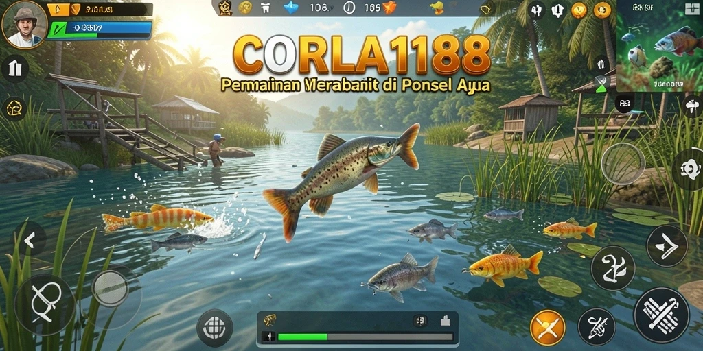 Screenshot gameplay CORLA188 menampilkan aksi memancing yang mendebarkan.