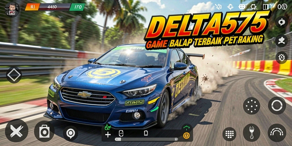 Tampilan gameplay seru balapan dengan mobil cepat dalam DELTA575.