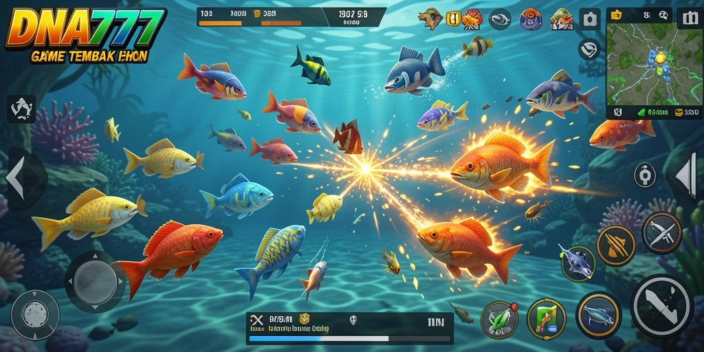 Screenshot gameplay memukau dari DNA777 Tembak Ikan.