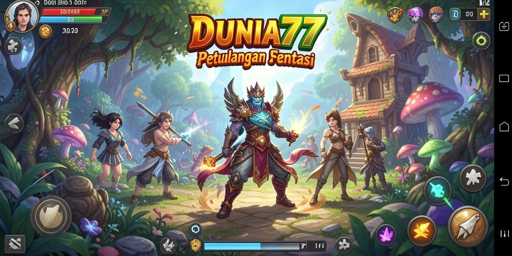 Tampilan gameplay DUNIA77 yang penuh aksi dan petualangan.