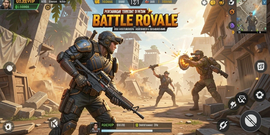 Tampilan menegangkan dalam pertarungan Battle Royale GOJEKVIP.