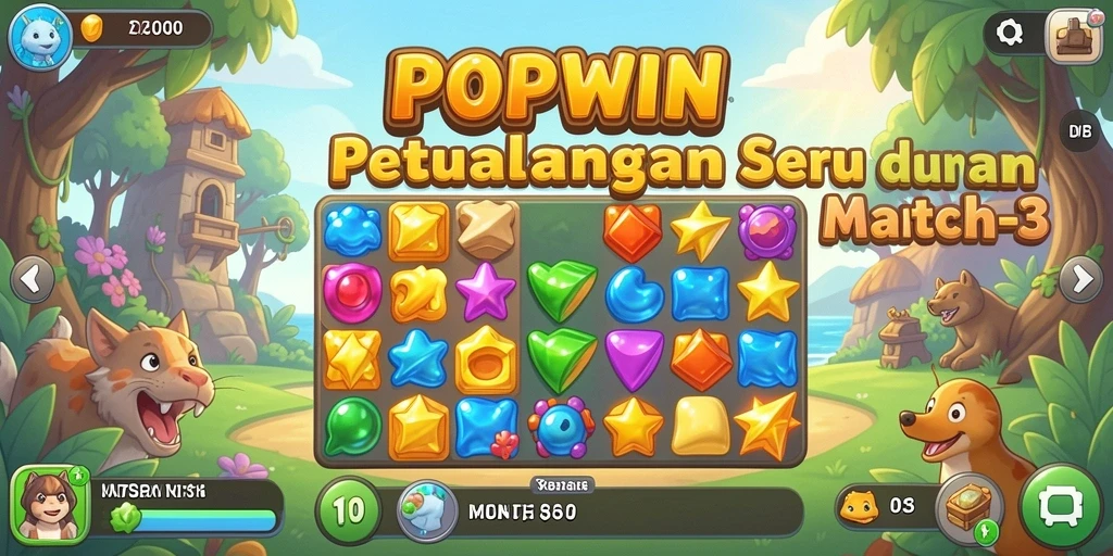 Tampilan gameplay POPWIN yang menarik dalam genre Match-3.