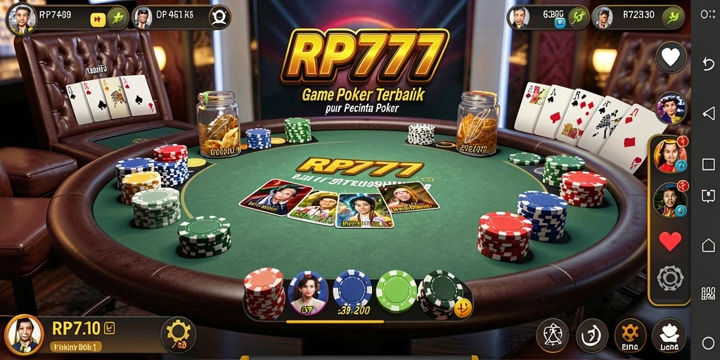 Gameplay Poker seru di RP777 dengan suasana kompetitif.