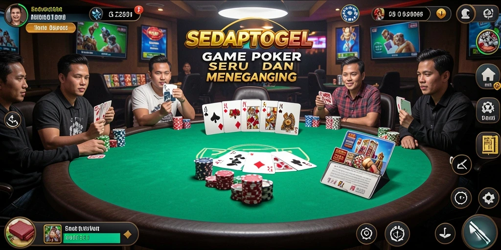 Screenshot gameplay SEDAPTOGEL yang menampilkan momen seru bermain Poker.