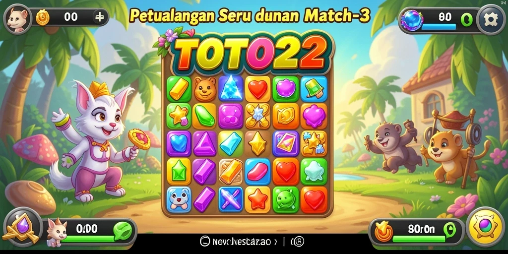Tampilan gameplay TOTO22 dengan elemen Match-3 yang menarik.